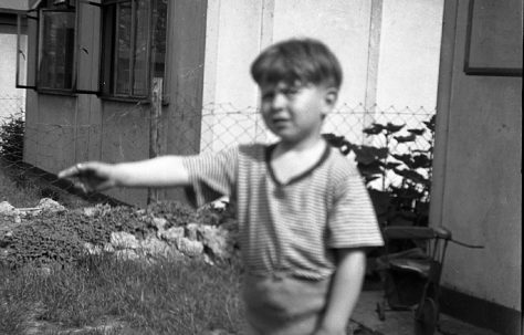 Clive outside the prefab. Sixth Street, Pollards Hill