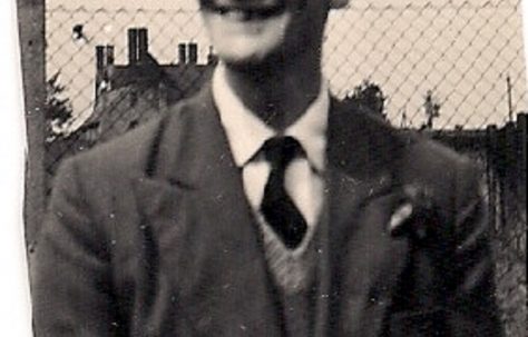 Martyn's grandfather with Bells Farm in the background. Stapleford Road, Kings Norton