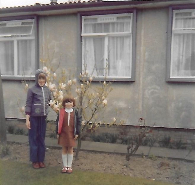 Susanne and Louise outside their grandparents' prefab, The Radleys | Mike Cherry