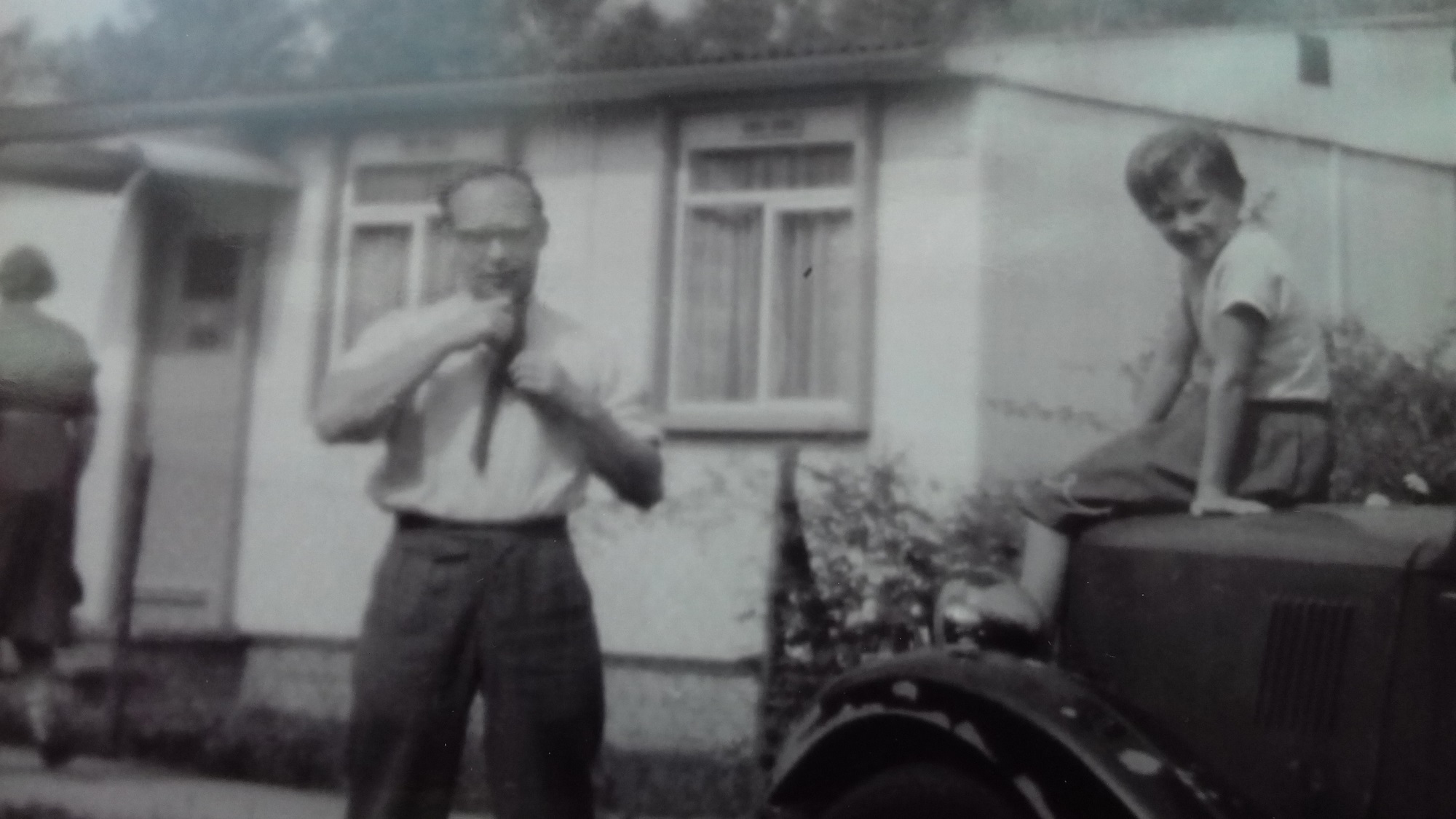 My uncle Dick Cozens with my cousin, his daughter Maureen. 58 Cuddington Way, Cheam