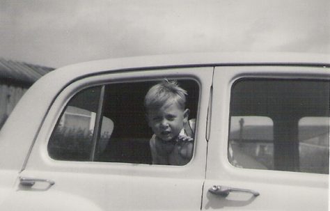 Graham in Pat Maloney's car, 849 Ripple Road