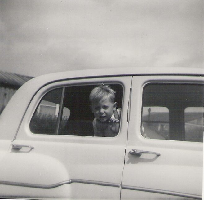 Graham in Pat Maloney's car, 849 Ripple Road