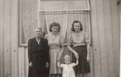 Graham's grandmother Amy Pope, Maddi Nieuwdorp, Graham's mother Ivy Pope and his sister Roberta. 849 Ripple Road