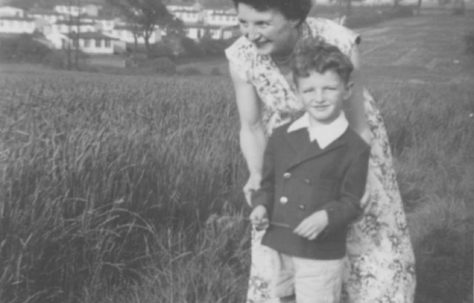 John with his mother Phyllis crossing the wheat field. Dark Lane Estate, 4 Holbrook Avenue, North Wingfield