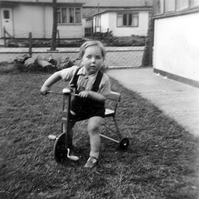 Bill outside the prefab, Catlin Street, Bermondsey