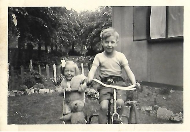 JOHN & JENNIFER BUGG IN GARDEN OF 83b CARLETON ROAD 1953