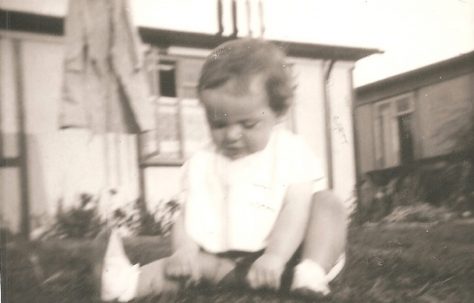 Alan's sister aged about 1 or 2. Ascot Park, Brent Cross, London