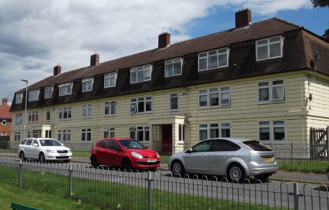 Cornish three-storey blocks of flats in Oak Crescent, Hereford