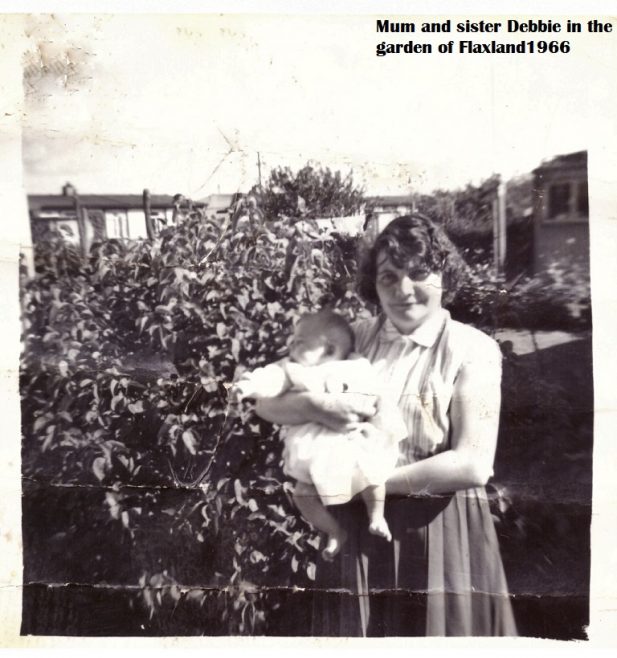 My mum and Sister outside the prefab in Birchwood,where i was born. | John Hawthorne