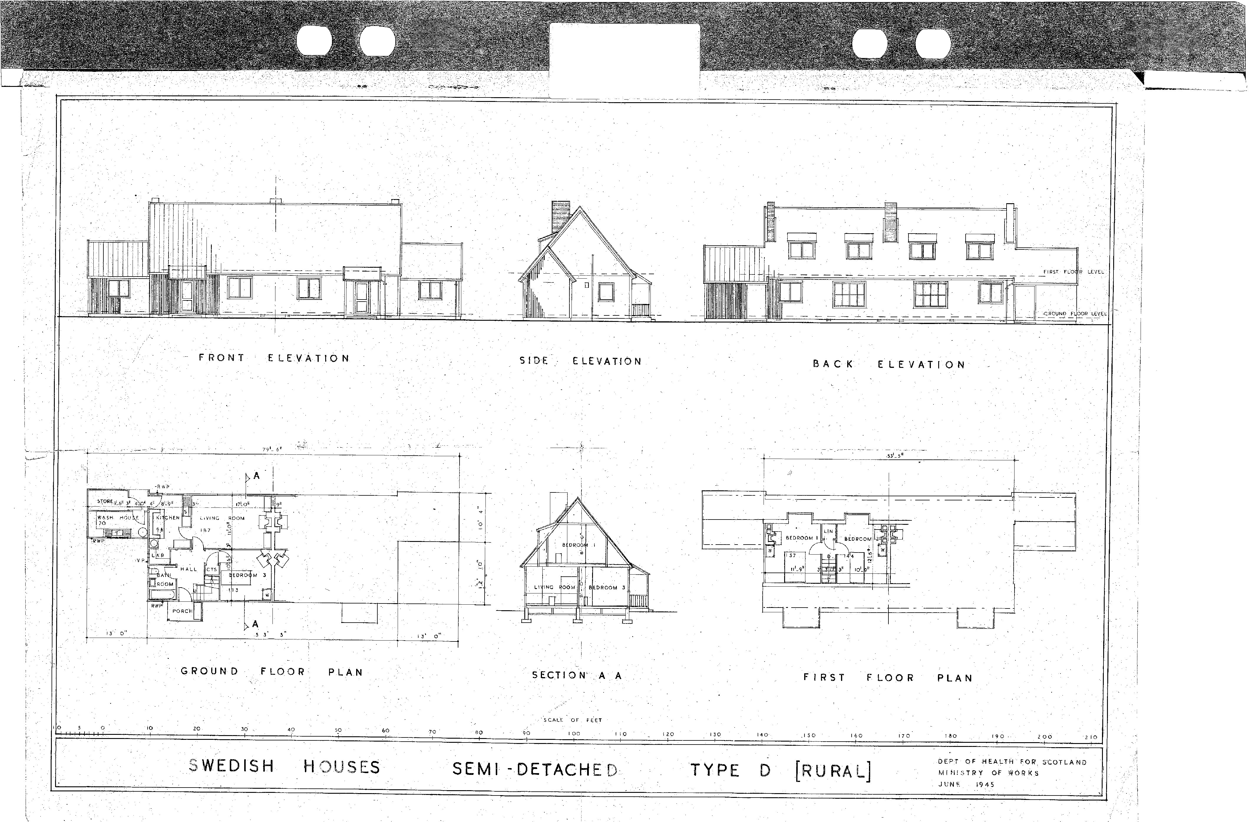 Swedish dormer bungalow Type D plans and elevations