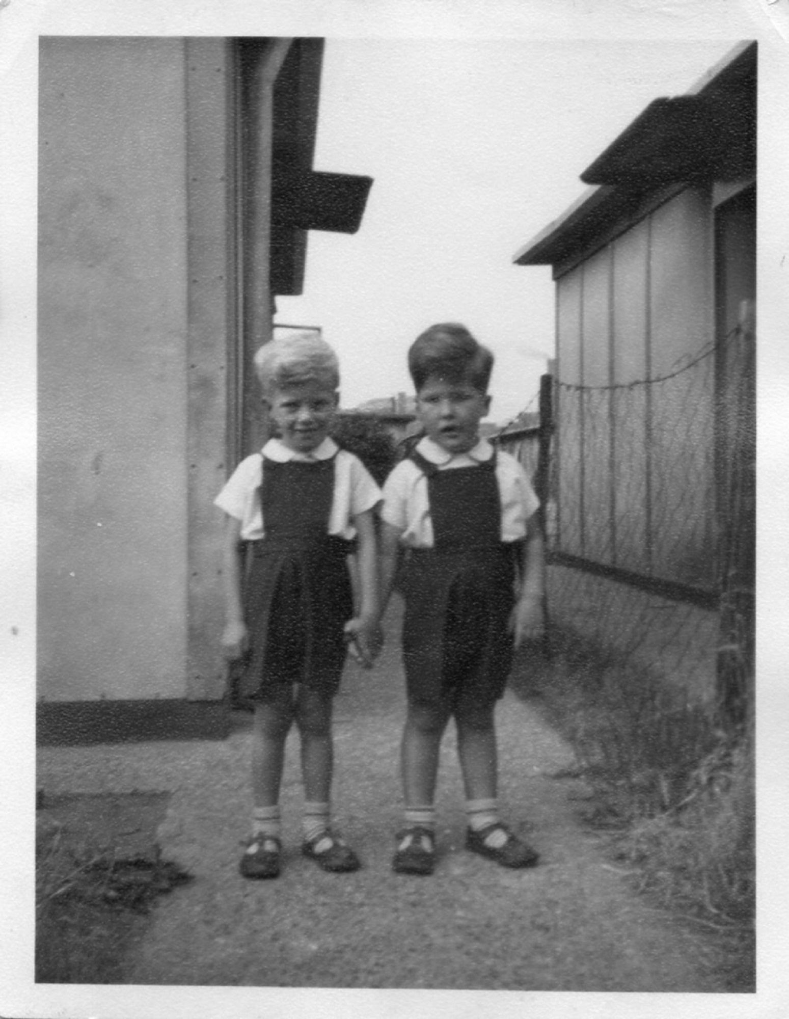 Twins Robert and David Flanders. 7 Hind Grove, Poplar, E.14. 1954