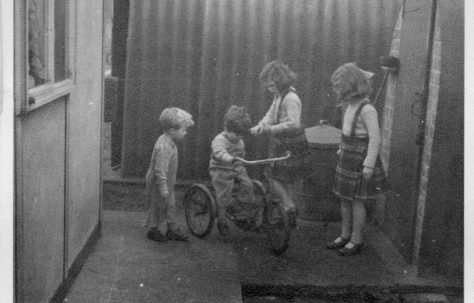 Twins Robert and David, Christine and Pauline Flanders. 7 Hind Grove, Poplar, E.14. 1954