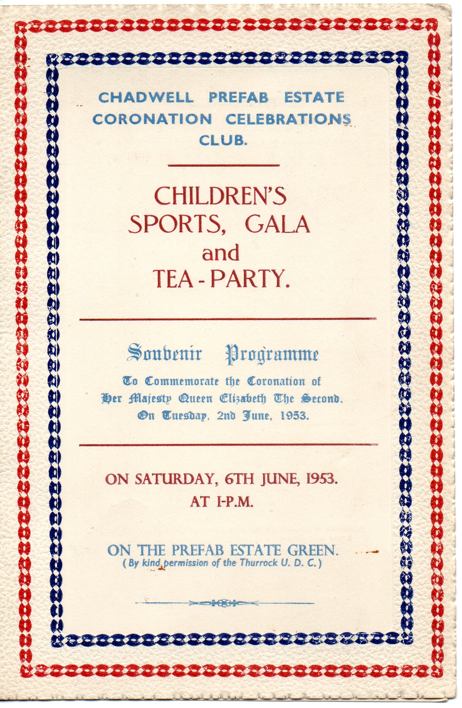 Souvenir Programme, Coronation Party at the Prefabs, 6 June 1953
