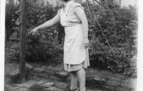 Annie Flanders. Garden of 7 Hind Grove, Poplar, London.E14. c.1952