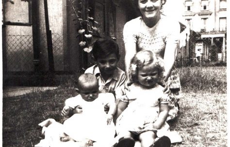 Hilary and her brother, cousin and aunt. 255A Westbourne Park Road, London W11