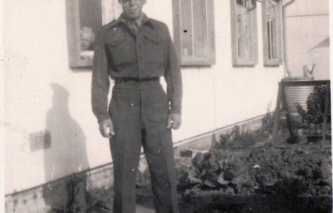 My father, George Arnold, visiting home on National Service. He was in the Royal Military Police 1947-1949. 13 Mill Close, Ringmer