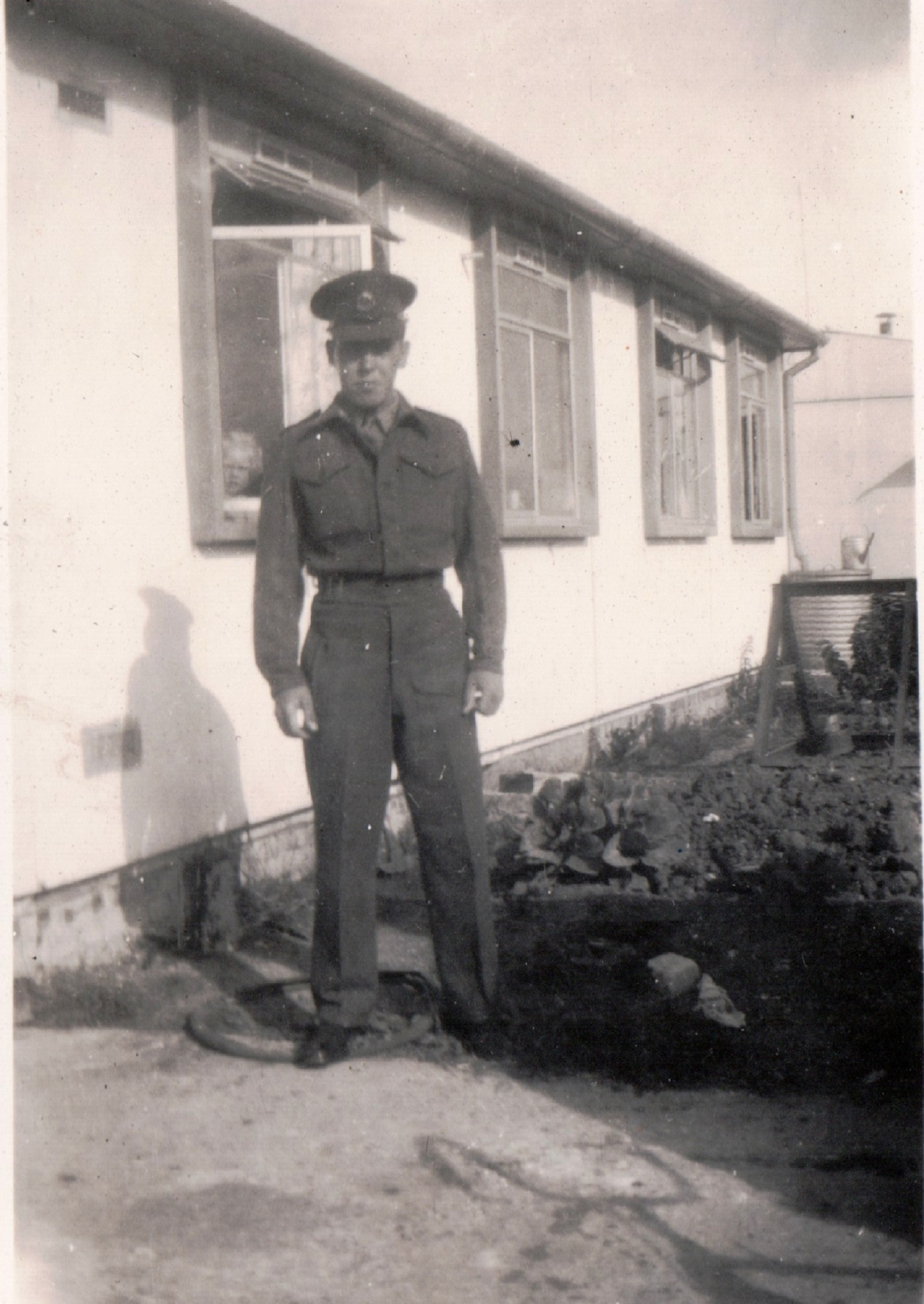 My father, George Arnold, visiting home on National Service. He was in the Royal Military Police 1947-1949. 13 Mill Close, Ringmer