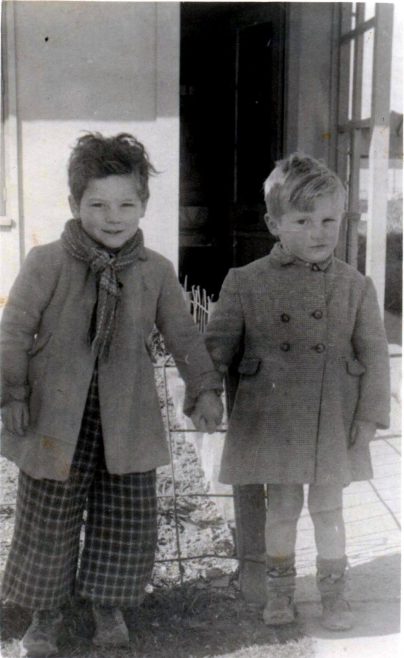 Roger and Jim outside the prefab, Crownhill, Plymouth | Roger Rowe