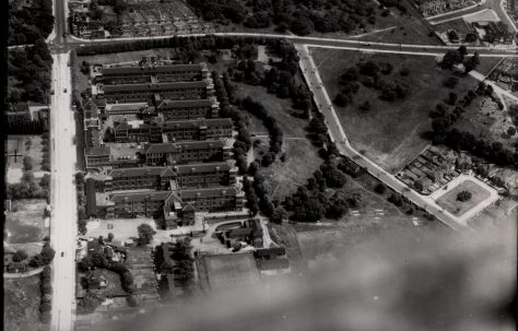 Aerial photos of prefabs in East, South East London and Folkestone, 1953