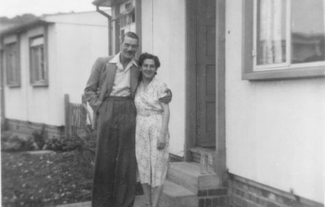 Mum & Dad at the prefab. St Lawrence Way, Buckland Estate, Dover
